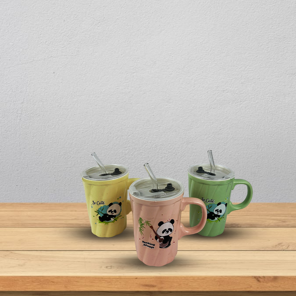Panda cup with straw